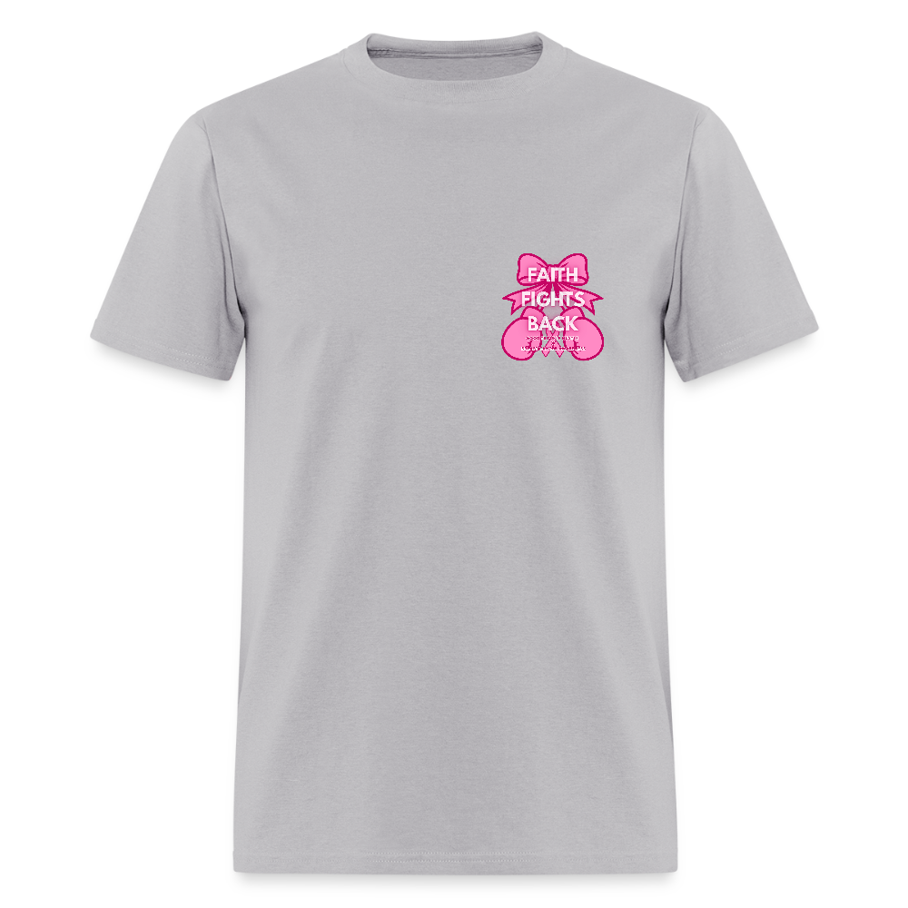 Faith Fights Back - Breast Cancer Awareness T- Shirt - gravel