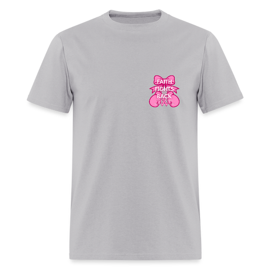Faith Fights Back - Breast Cancer Awareness T- Shirt - gravel