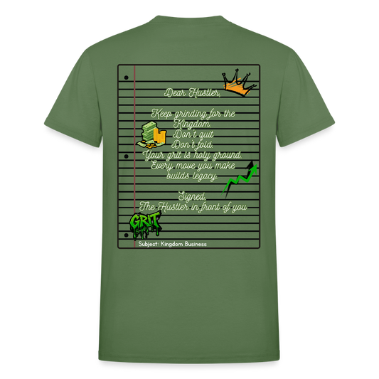 “Hustlers—Kingdom Business” Composition T-Shirt - military green