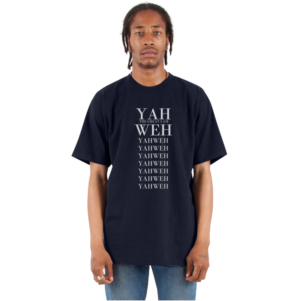 “Yahweh” Oversized Heavyweight T-Shirt - navy