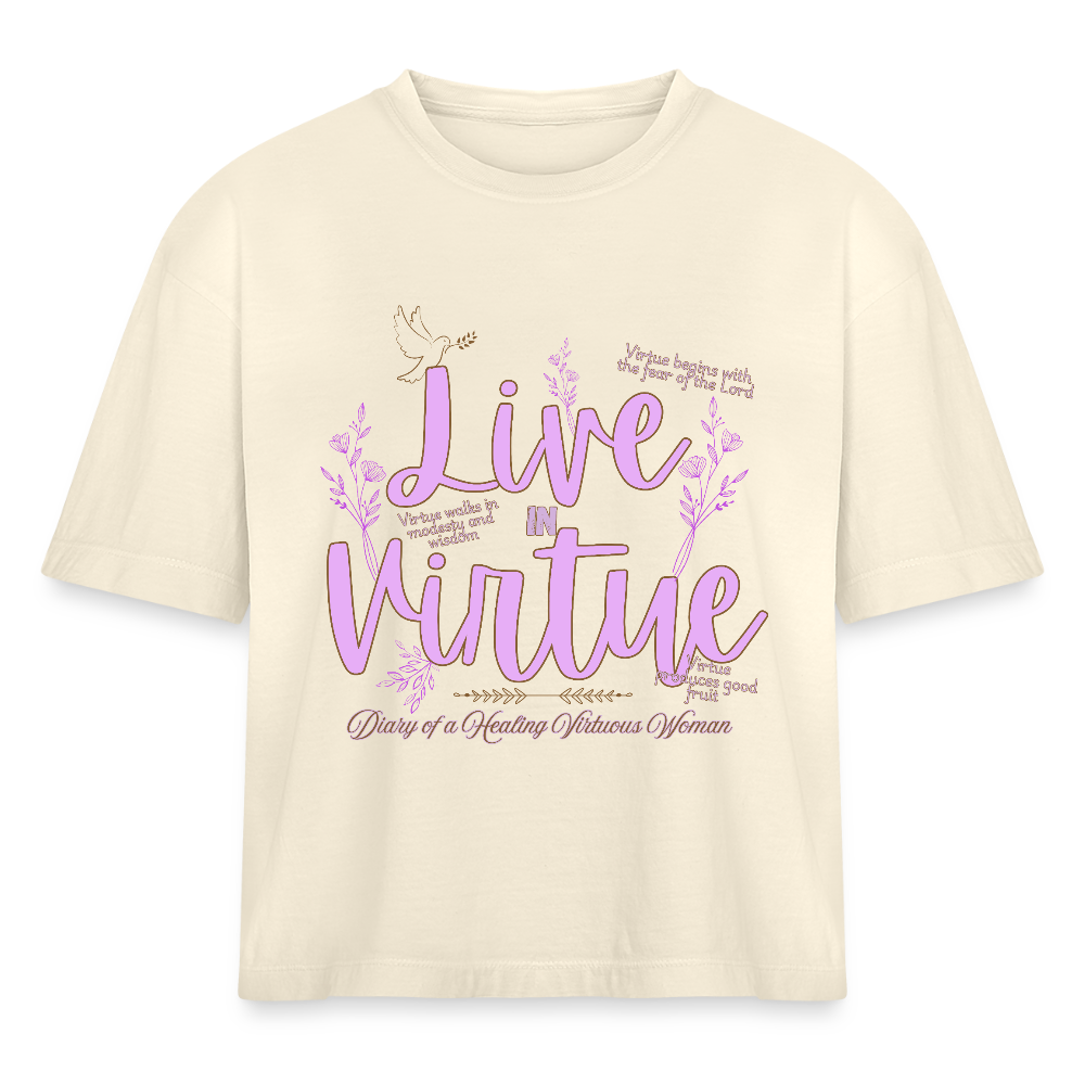 “Live in Virtue” Cropped T-Shirt - DOAHVW Collection - ivory