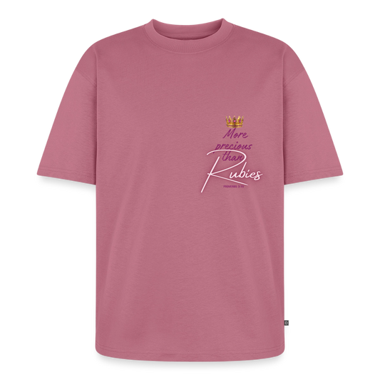 “More Precious Than Rubies” Oversized Organic T-Shirt - mauve