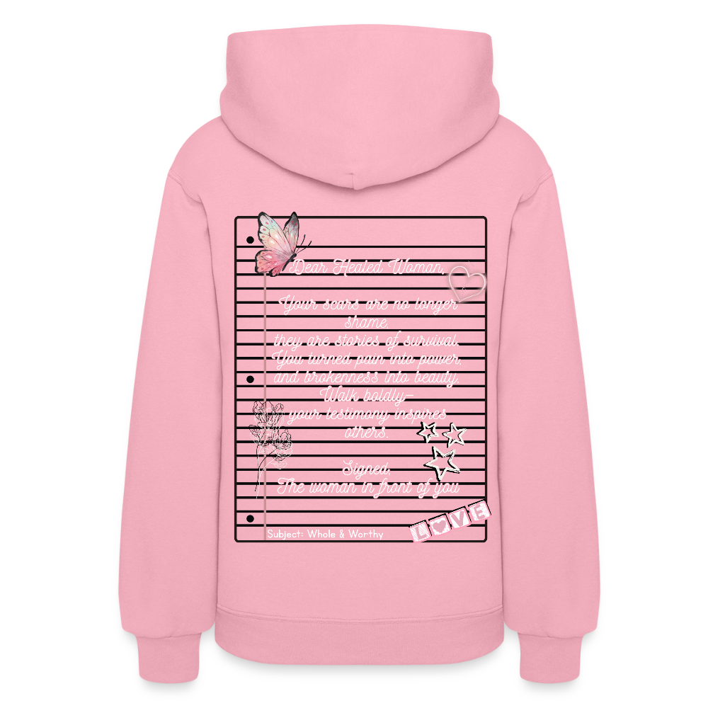“Healed Woman- Whole & Worthy” Composition Hoodie- DOAHVW - classic pink