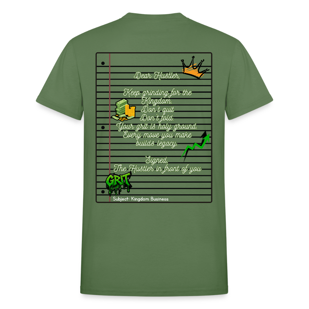 “Hustlers—Kingdom Business” Composition T-Shirt - military green
