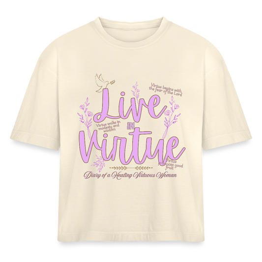 “Live in Virtue” Cropped T-Shirt - DOAHVW Collection - ivory