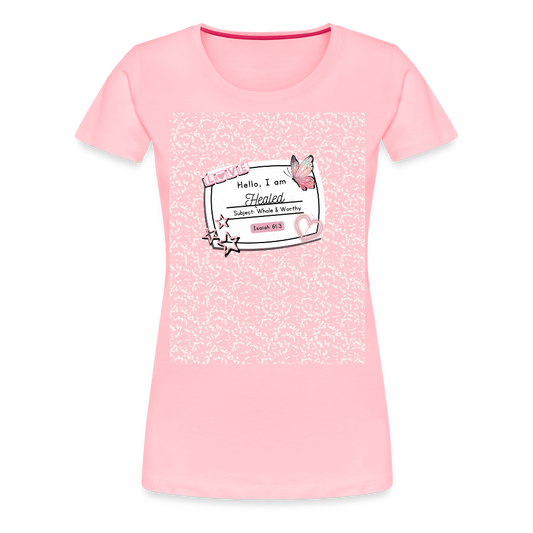 “Healed Woman- Whole & Worthy” Composition T-shirt - pink