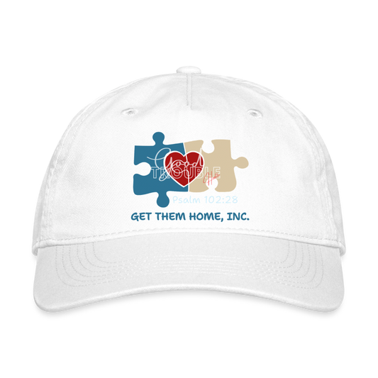 “Get Them Home, Inc.” Organic Baseball Cap - white