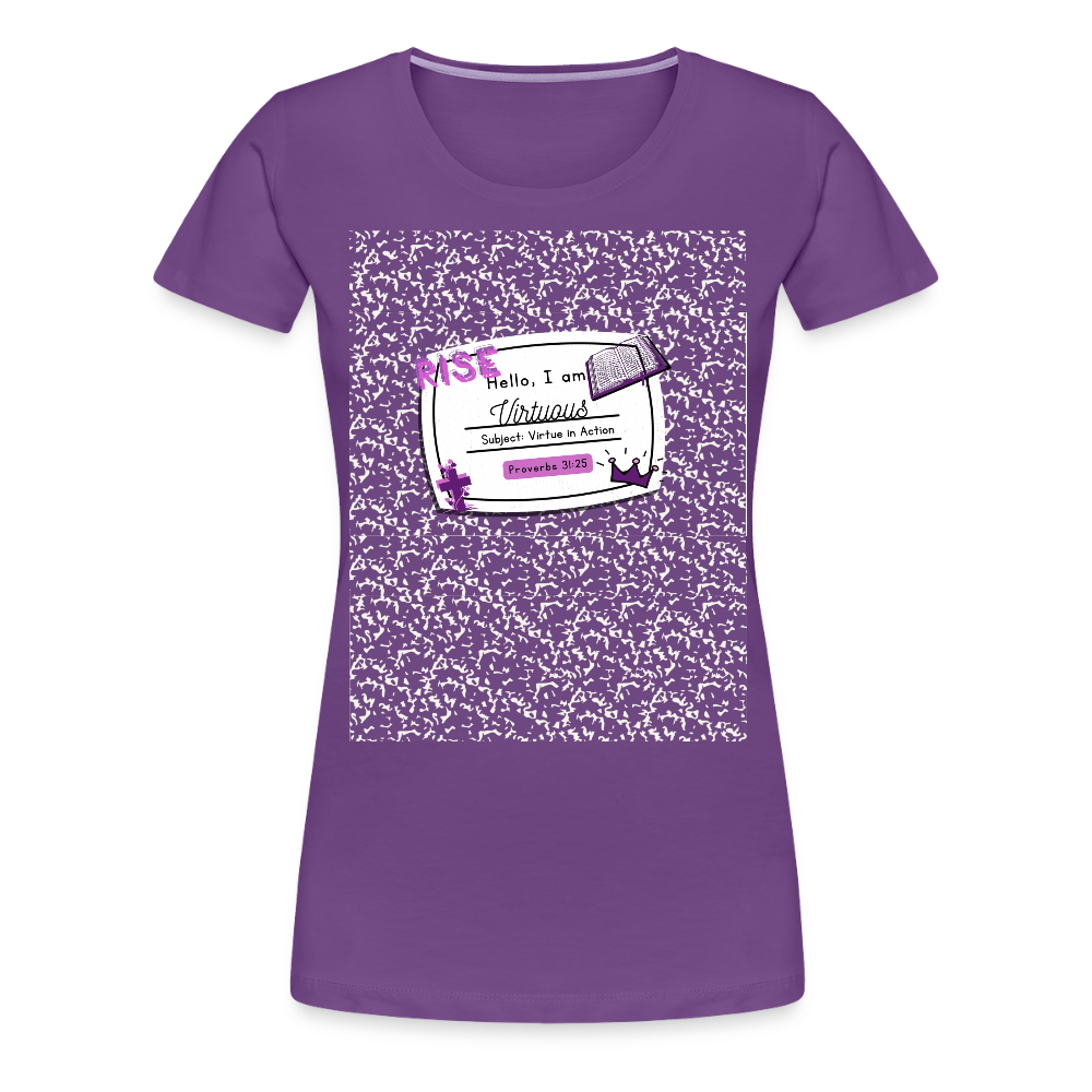 “Virtuous Woman- Virtue in Action” Composition T-Shirt - purple