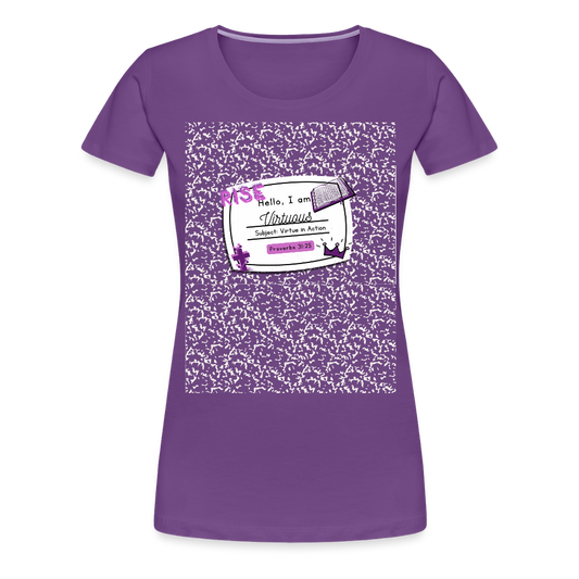 “Virtuous Woman- Virtue in Action” Composition T-Shirt - purple