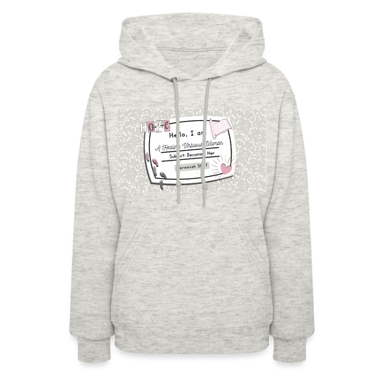 “Healing Woman- Becoming Her”- Composition Hoodie - heather oatmeal