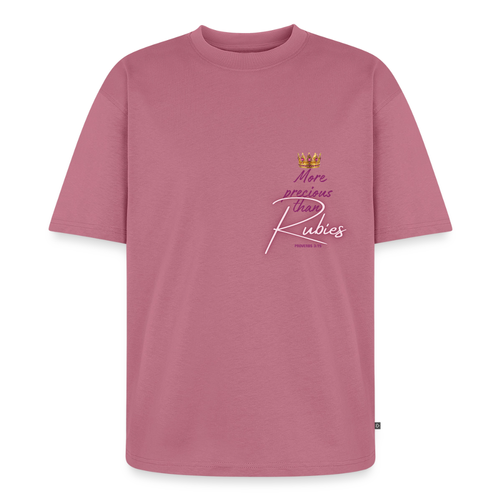 “More Precious Than Rubies” Oversized Organic T-Shirt - mauve