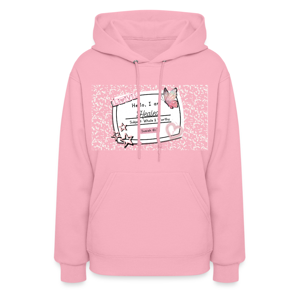 “Healed Woman- Whole & Worthy” Composition Hoodie- DOAHVW - classic pink