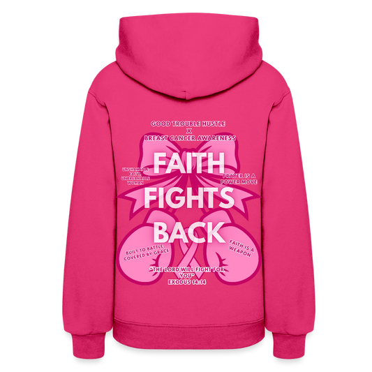 “Faith Fights Back” Breast Cancer Awareness Women's Hoodie - fuchsia