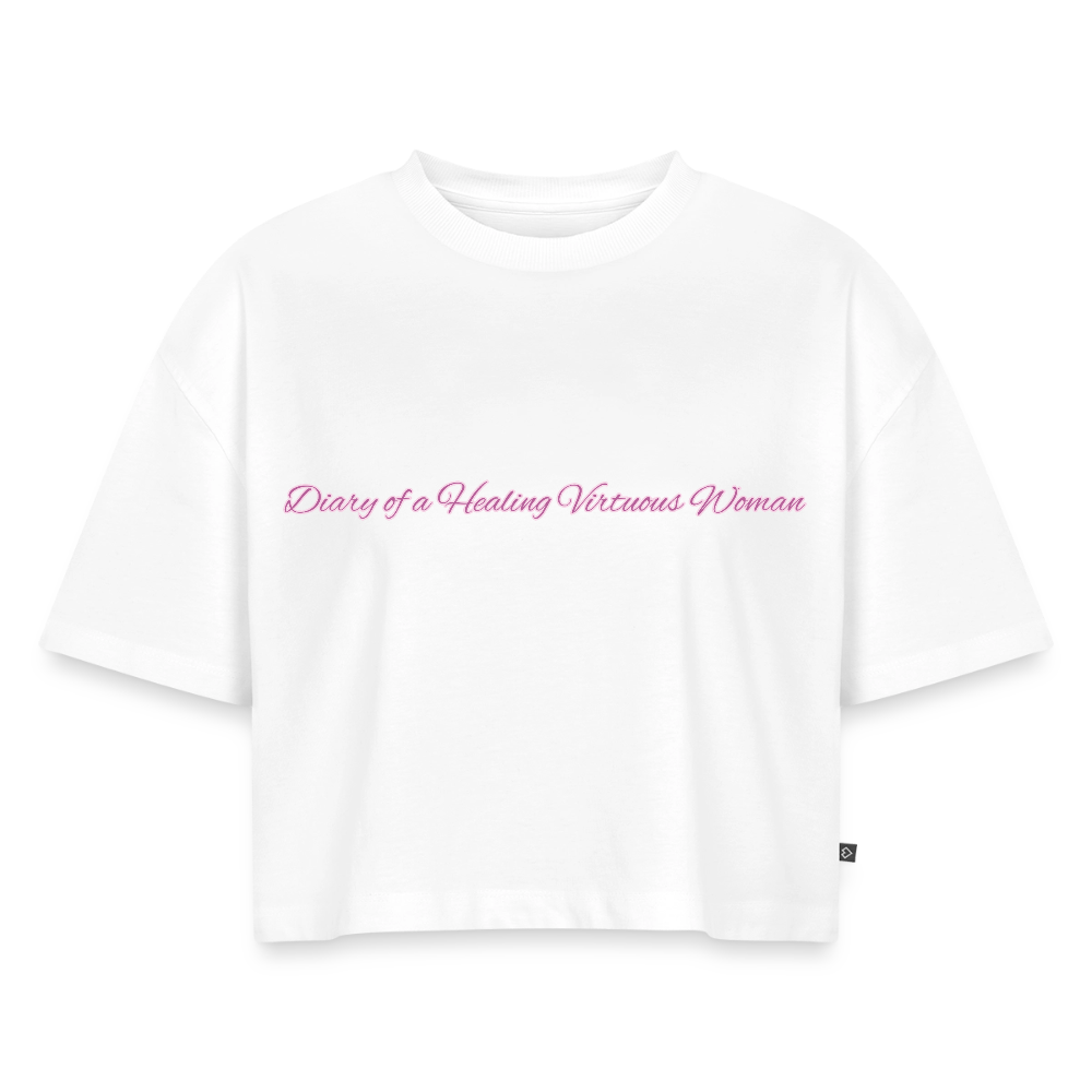 “Grow. Heal. Become.” Oversized Organic Cropped T-Shirt - white